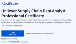 Coursera – Unilever Supply Chain Data Analyst Professional Certificate